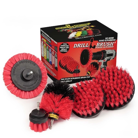 Drill Brush Power Scrubber By Useful Products 5 in W 7 in L Brush, Red R-S-E542O-QC-DB